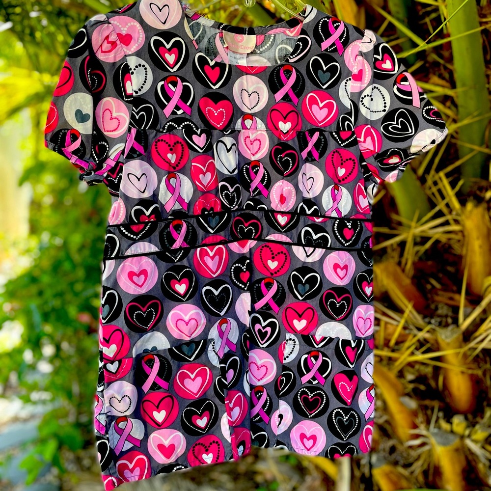 Breast Cancer ribbon scrub top